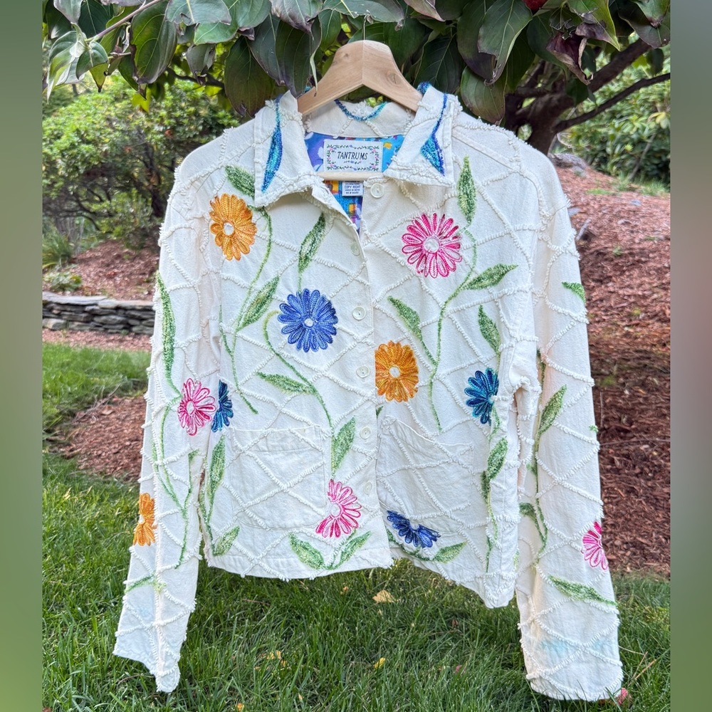 Tantrums White Floral Embroidered Bomber Jacket - Picture 2 of 12